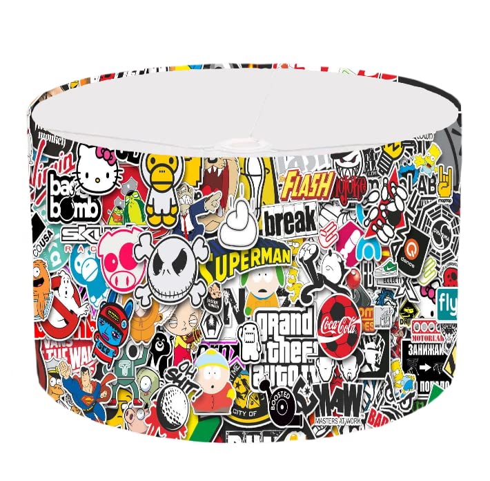 Vibrant Stickerbomb Pattern Ceiling Lampshade Lightshade for Room - 20cm x 18.5cm
