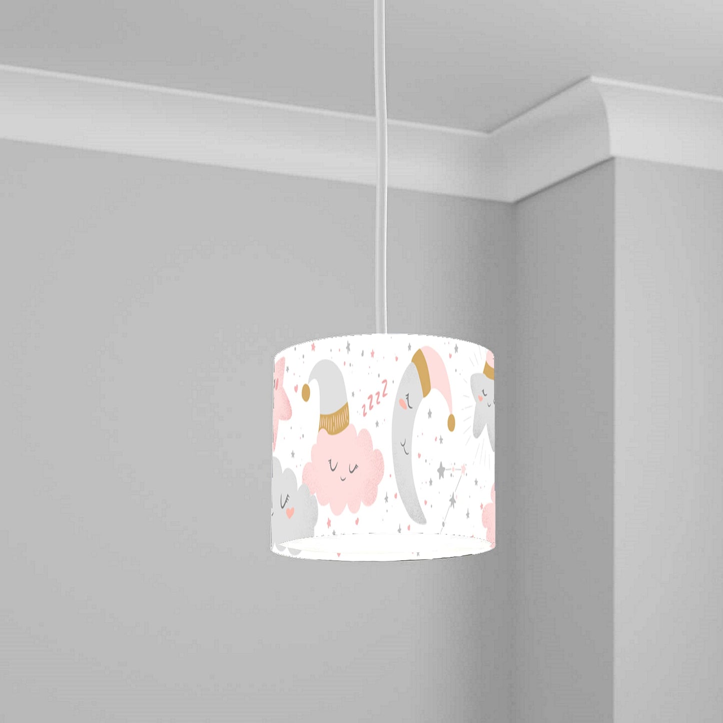Dreamy Moon and Cloud Design Ceiling Lampshade Lightshade for Nursery - 20cm x 18.5cm