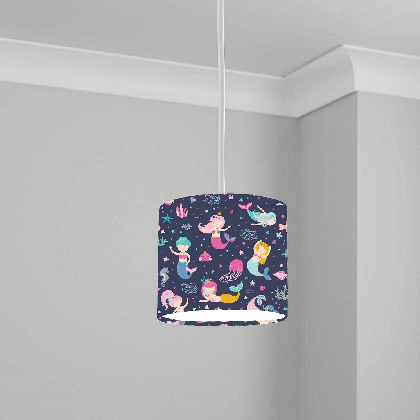 Pink Mermaid Fantasy Ceiling Lampshade Lightshade for Nursery - 20cm x 18.5cm