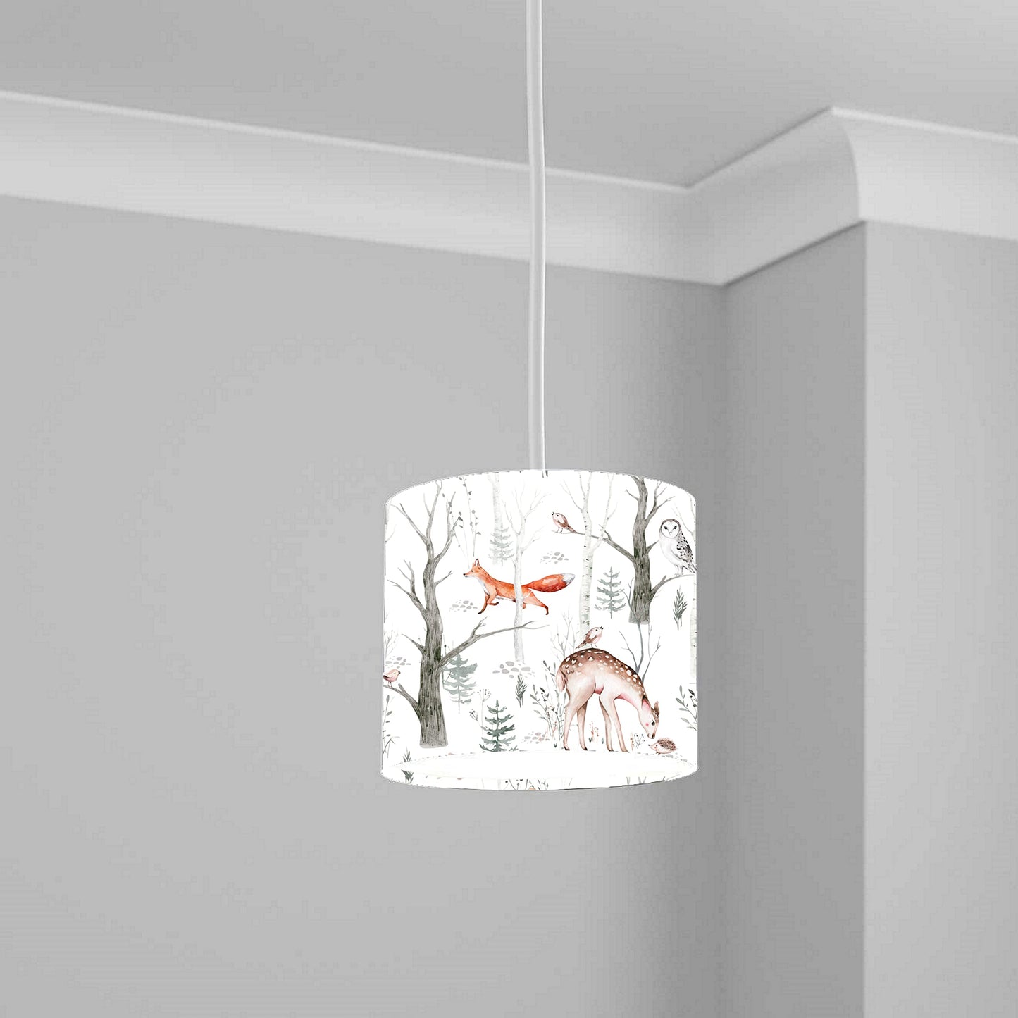 Woodland Fox and Deer Ceiling Lampshade Lightshade for Room - 20cm x 18.5cm