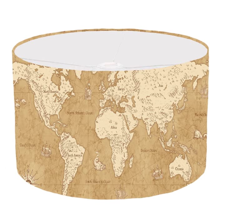 Vintage World Map Ceiling Lampshade Lightshade for Bedroom - 20cm x 18.5cm