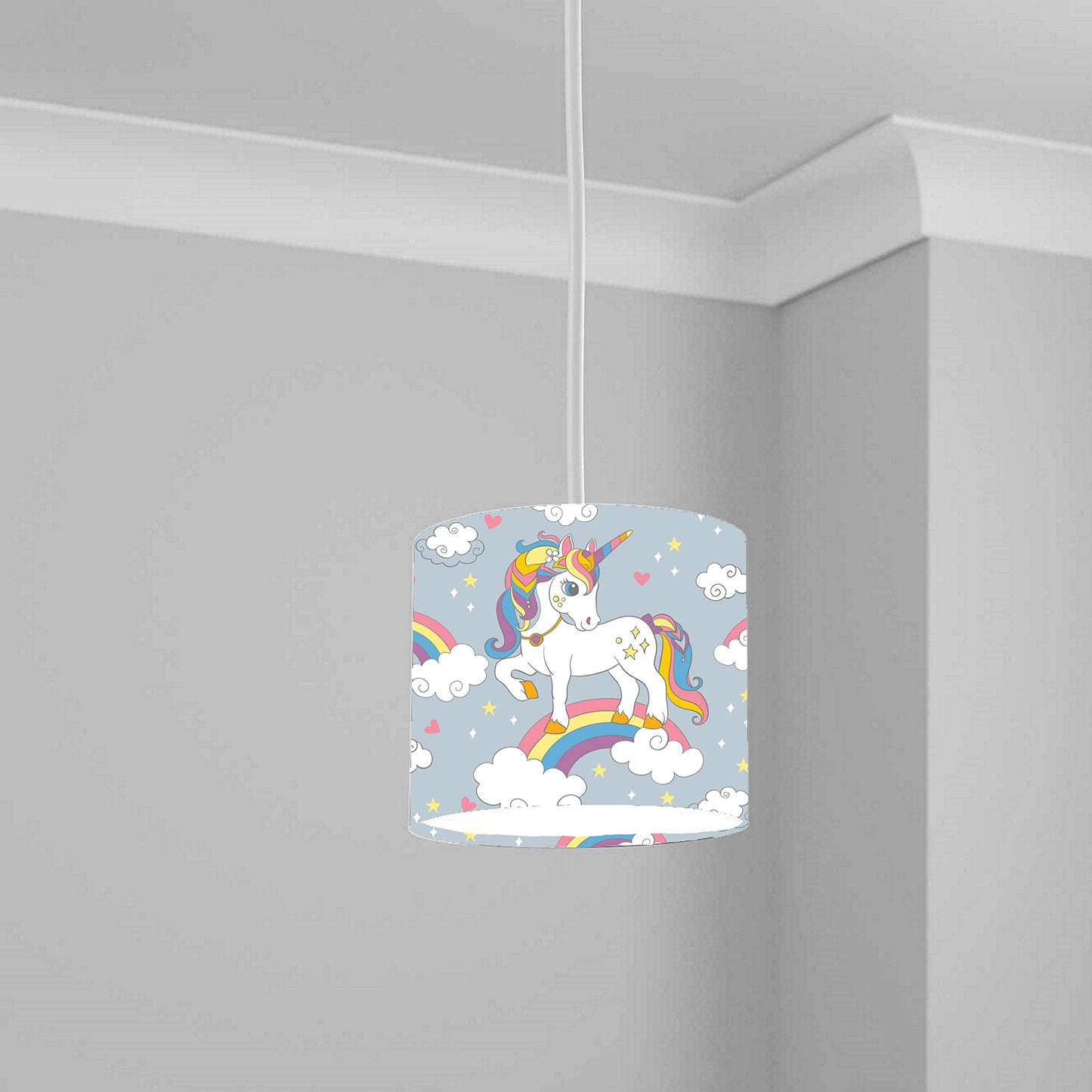 Enchanting Unicorn on Rainbow Ceiling Lampshade Lightshade for Kids Room - 20cm x 18.5cm
