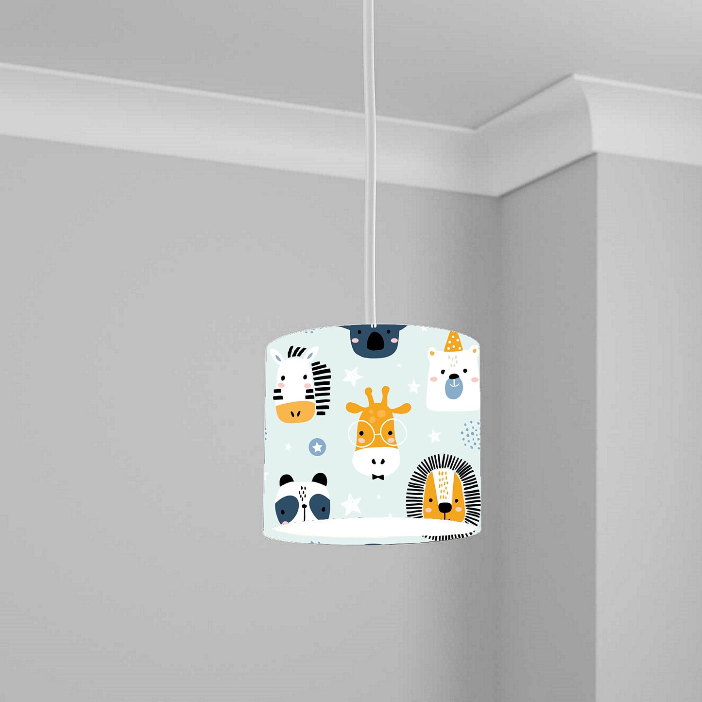 Adorable Safari Animal Print Ceiling Lampshade Lightshade for Kids Room - 20cm x 18.5cm