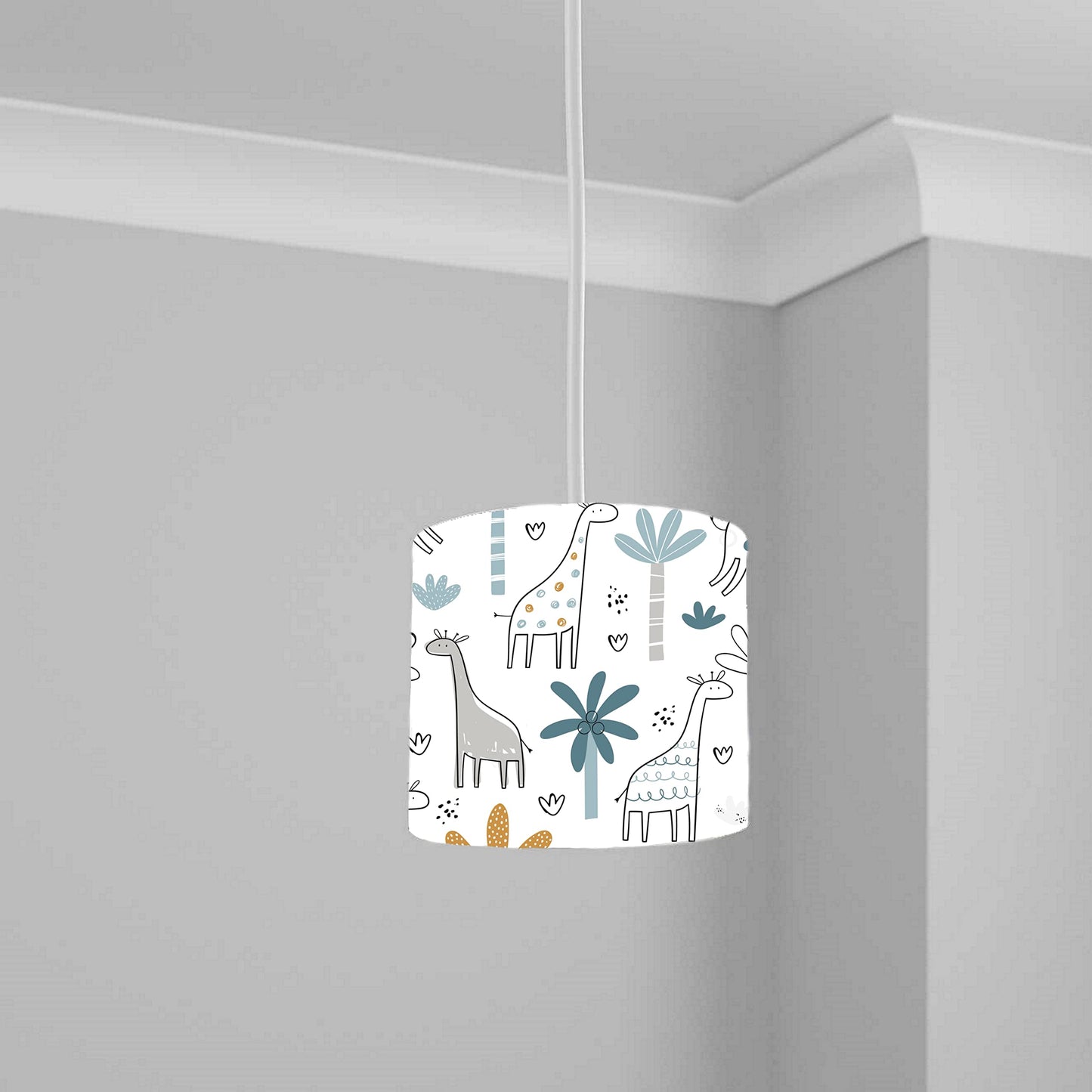 Whimsical Giraffe and Tree Pattern Ceiling Lampshade Lightshade for Nursery - 20cm x 18.5cm