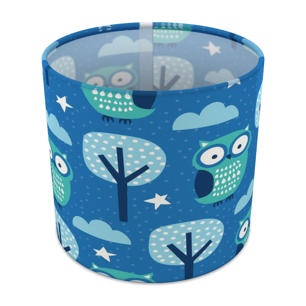 Blue Owl and Tree Pattern lampshade - 20cm Table