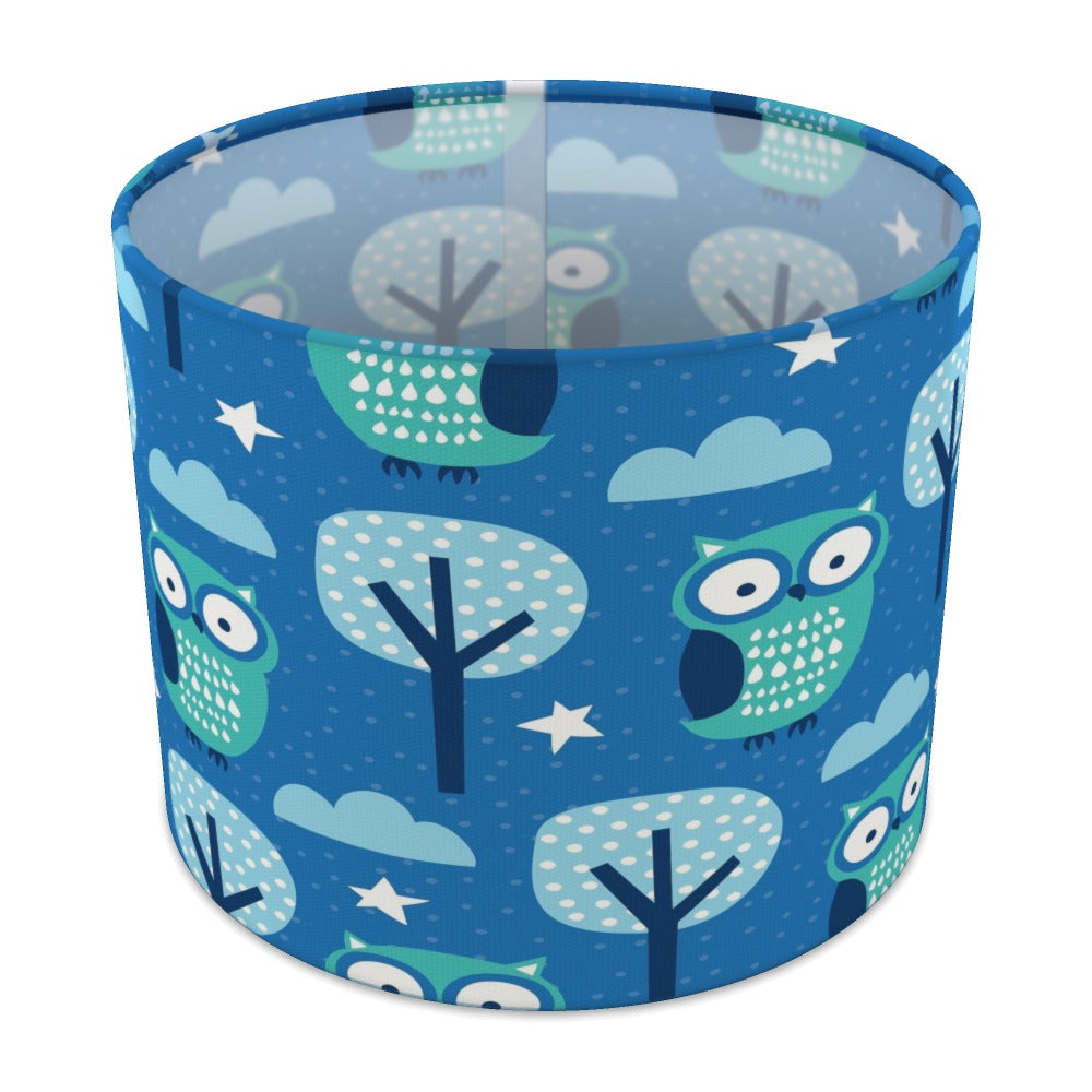 Blue Owl and Tree Pattern lampshade - 25cm Table