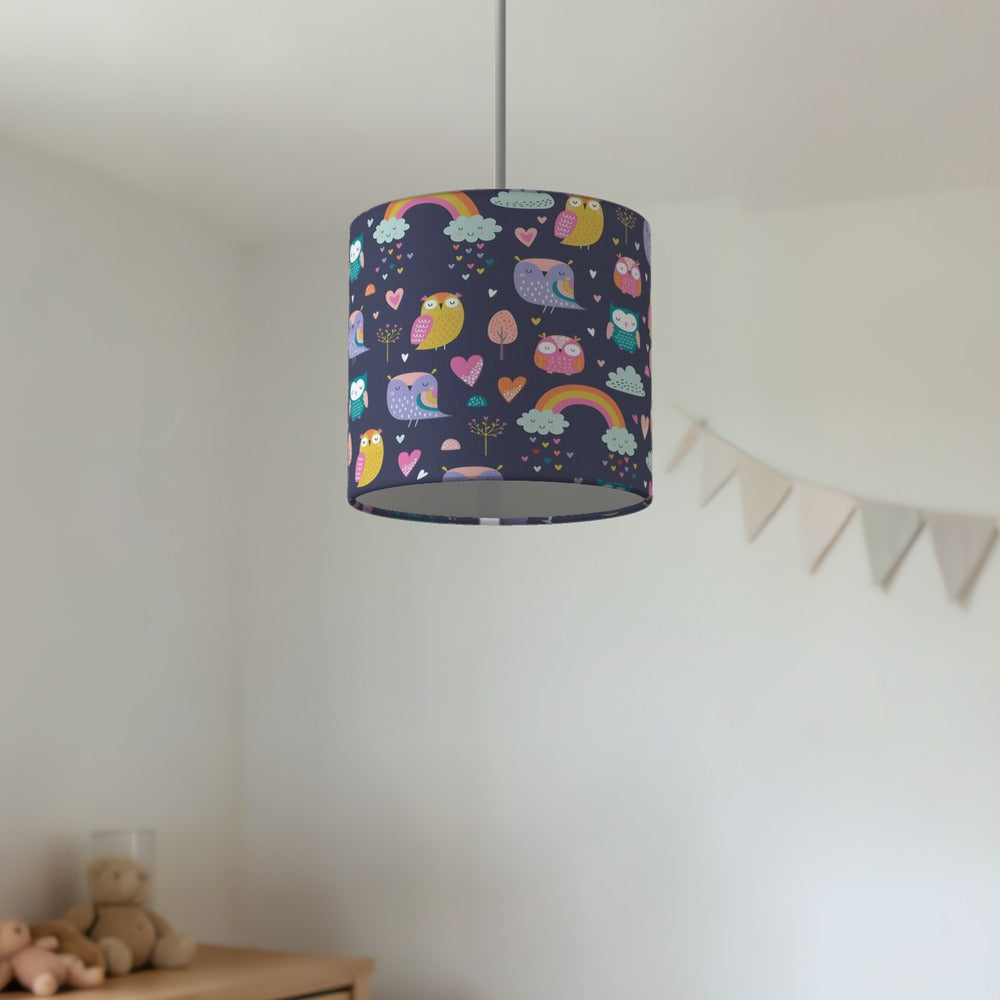 Colorful Owl and Rainbow lampshade