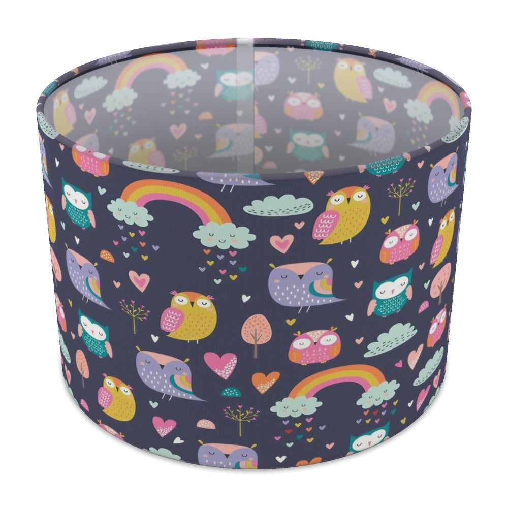 Colorful Owl and Rainbow lampshade - 30cm Table