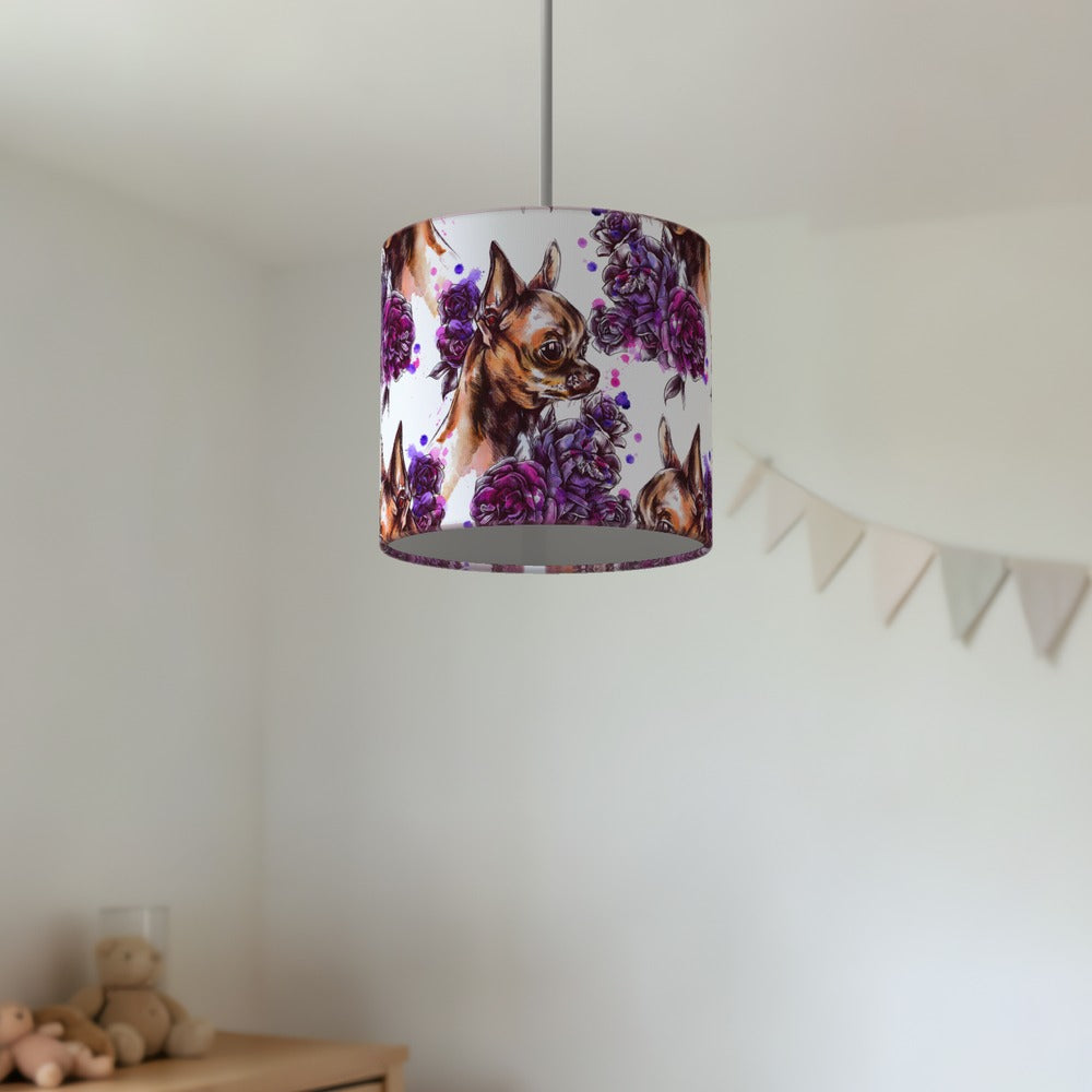 Purple Floral Chihuahua Dog lampshade