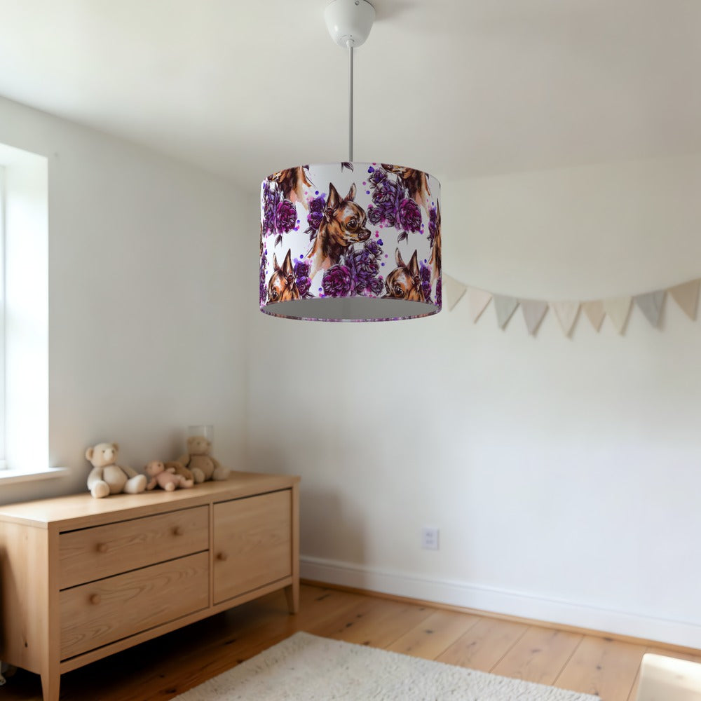 Purple Floral Chihuahua Dog lampshade