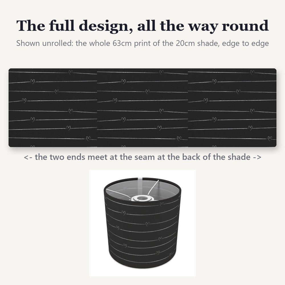 Black Heart Stripes lampshade