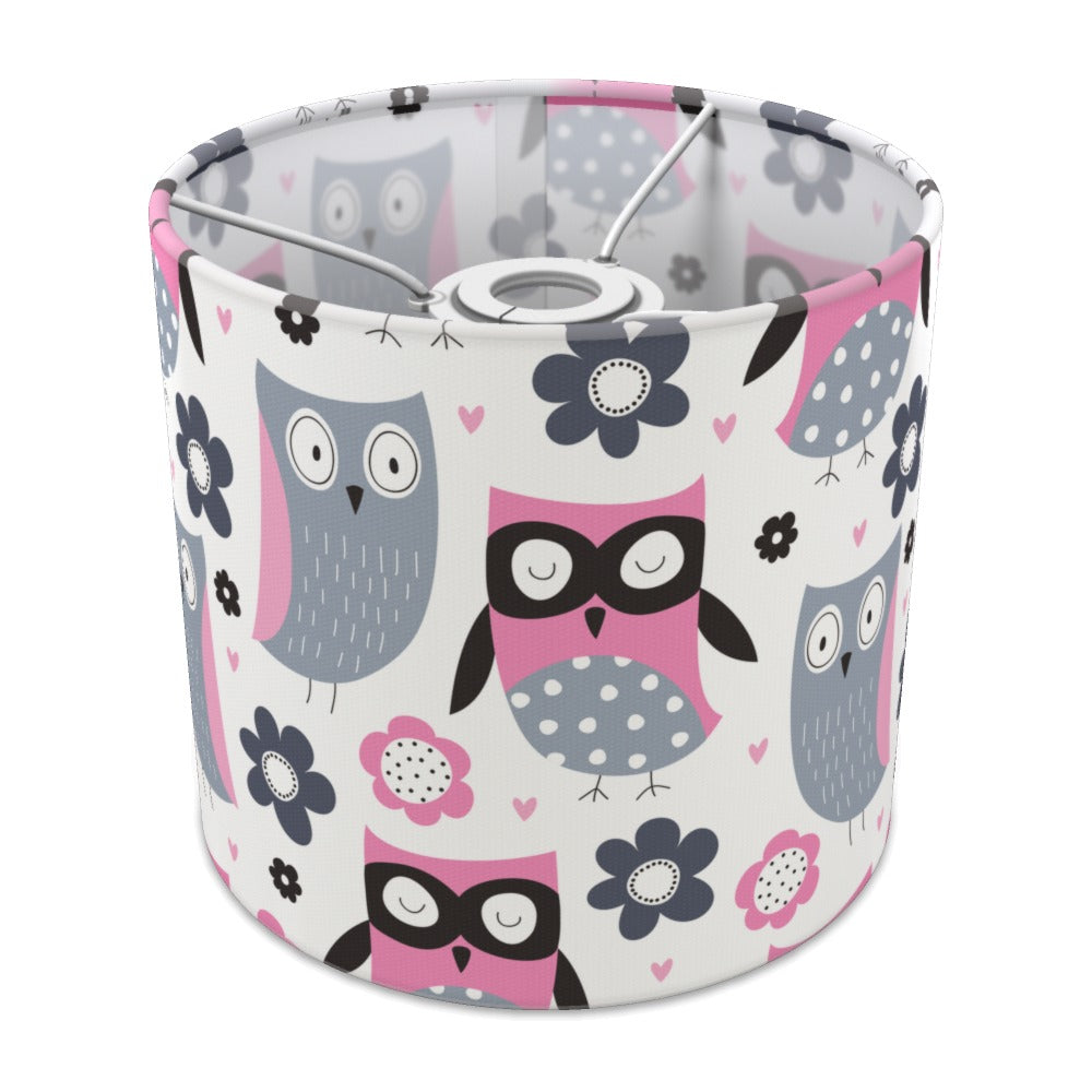 Pink Owl and Flower Pattern lampshade - 20cm Ceiling