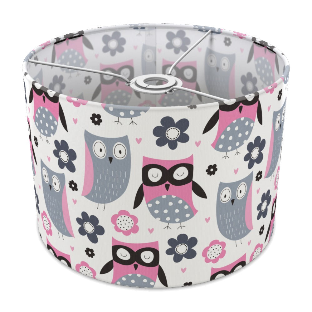 Pink Owl and Flower Pattern lampshade - 30cm Ceiling