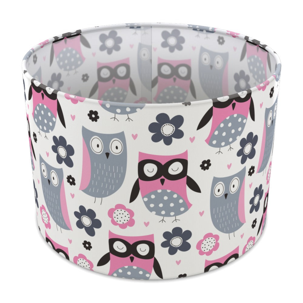 Pink Owl and Flower Pattern lampshade - 30cm Table