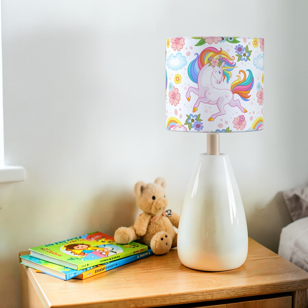 Colorful Unicorn and Flowers lampshade