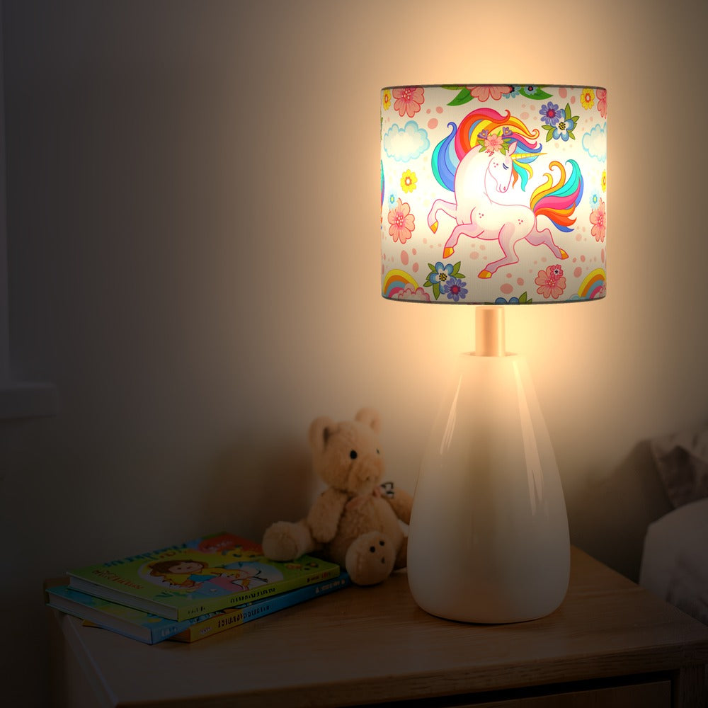 Colorful Unicorn and Flowers lampshade