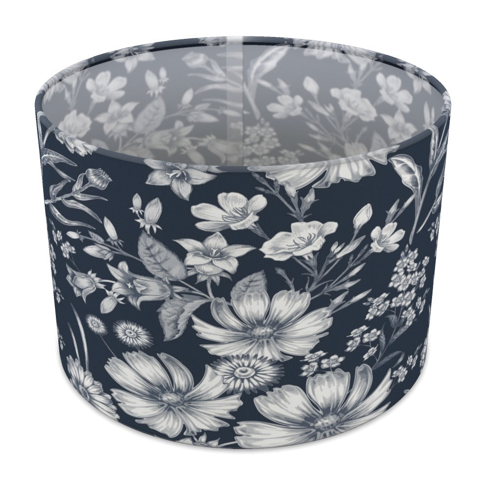 Navy Floral Pattern lampshade - 30cm Table