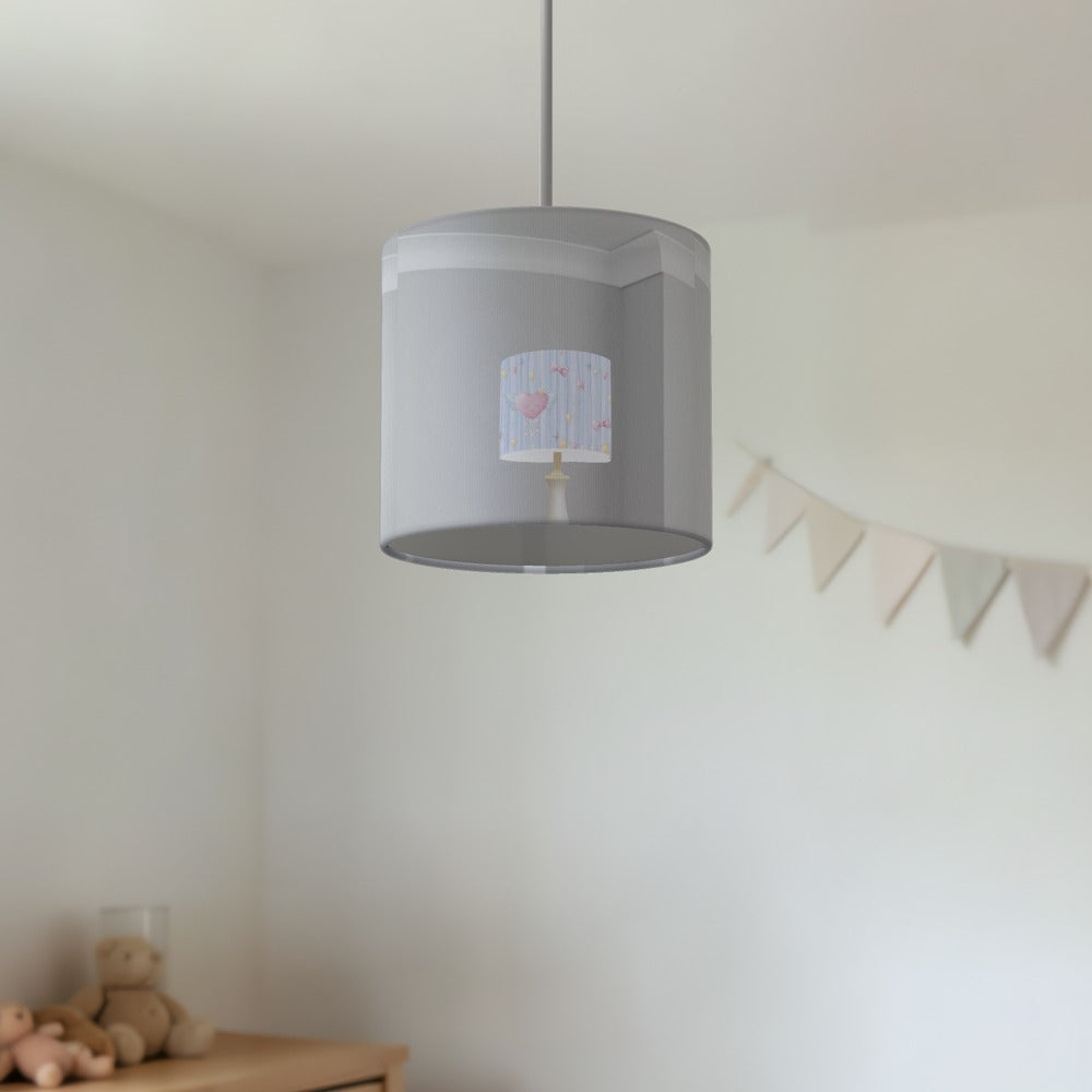 Pink Heart and Bunting lampshade