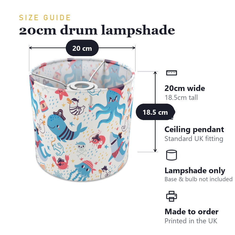 Pirate Shark and Sea Creatures lampshade