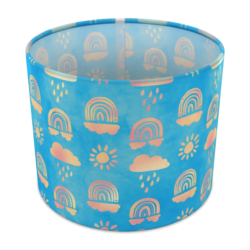 Gold Rainbow Blue Pattern lampshade - 25cm Table