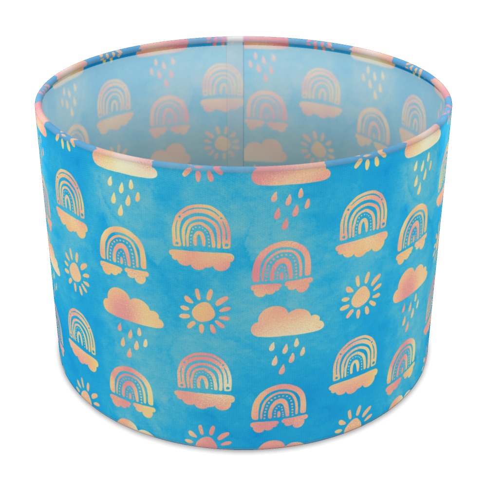Gold Rainbow Blue Pattern lampshade - 30cm Table
