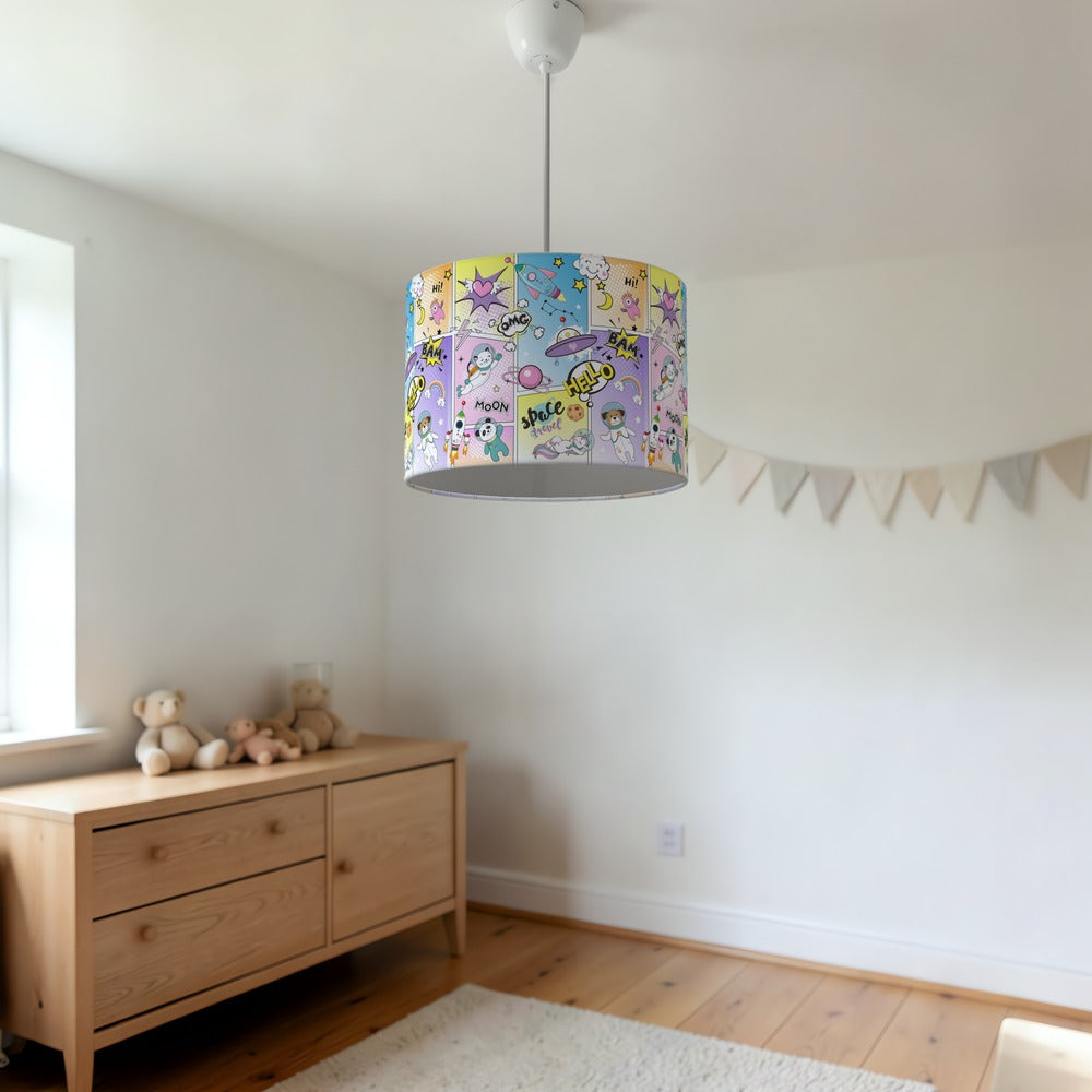 Cartoon Space Adventure lampshade