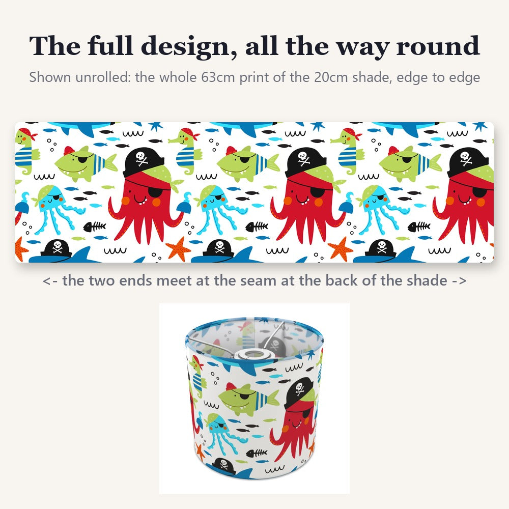 Pirate Adventure Squid and Fish lampshade