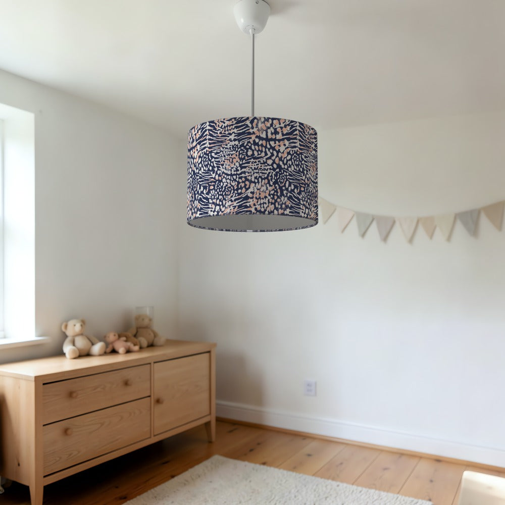 Navy and Peach Animal lampshade