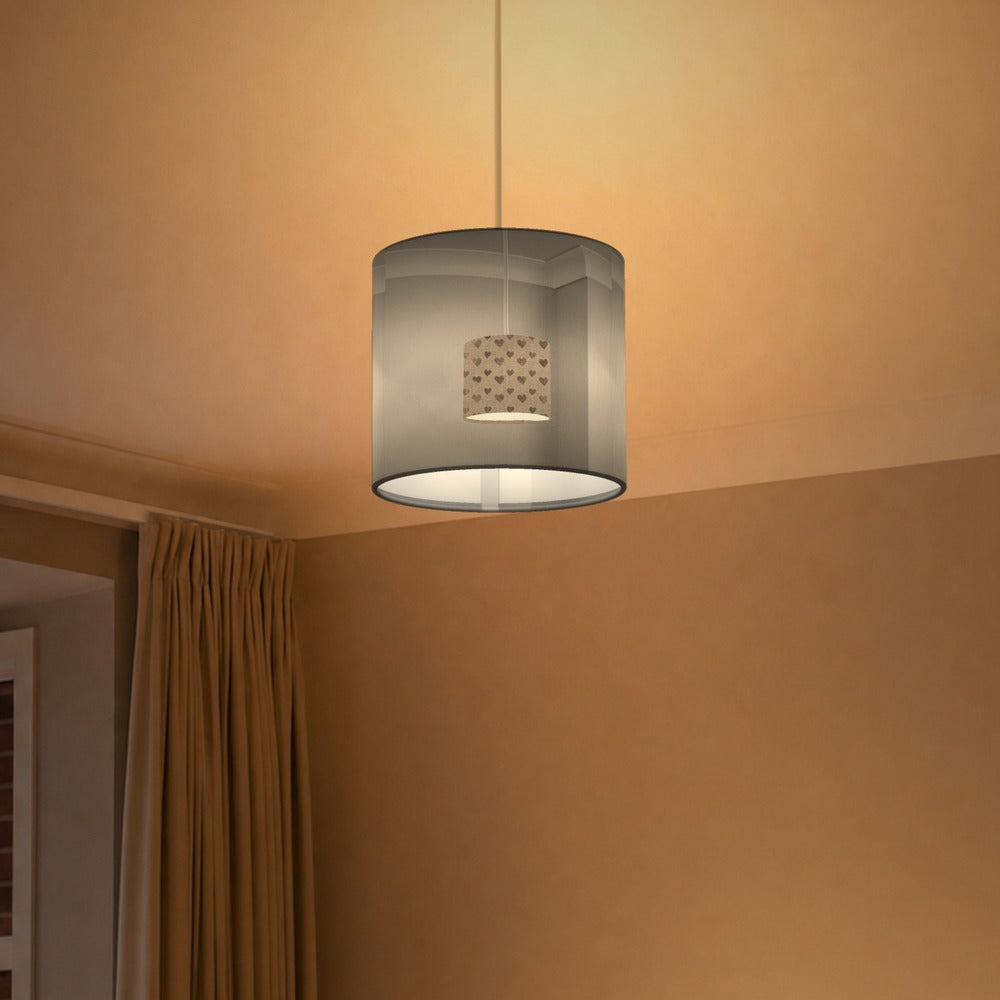 Grey Heart Pattern lampshade