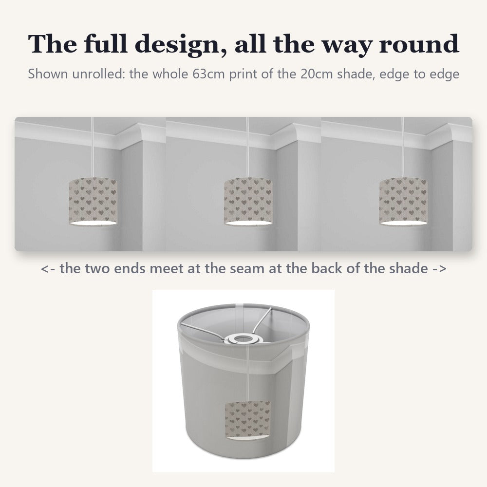 Grey Heart Pattern lampshade