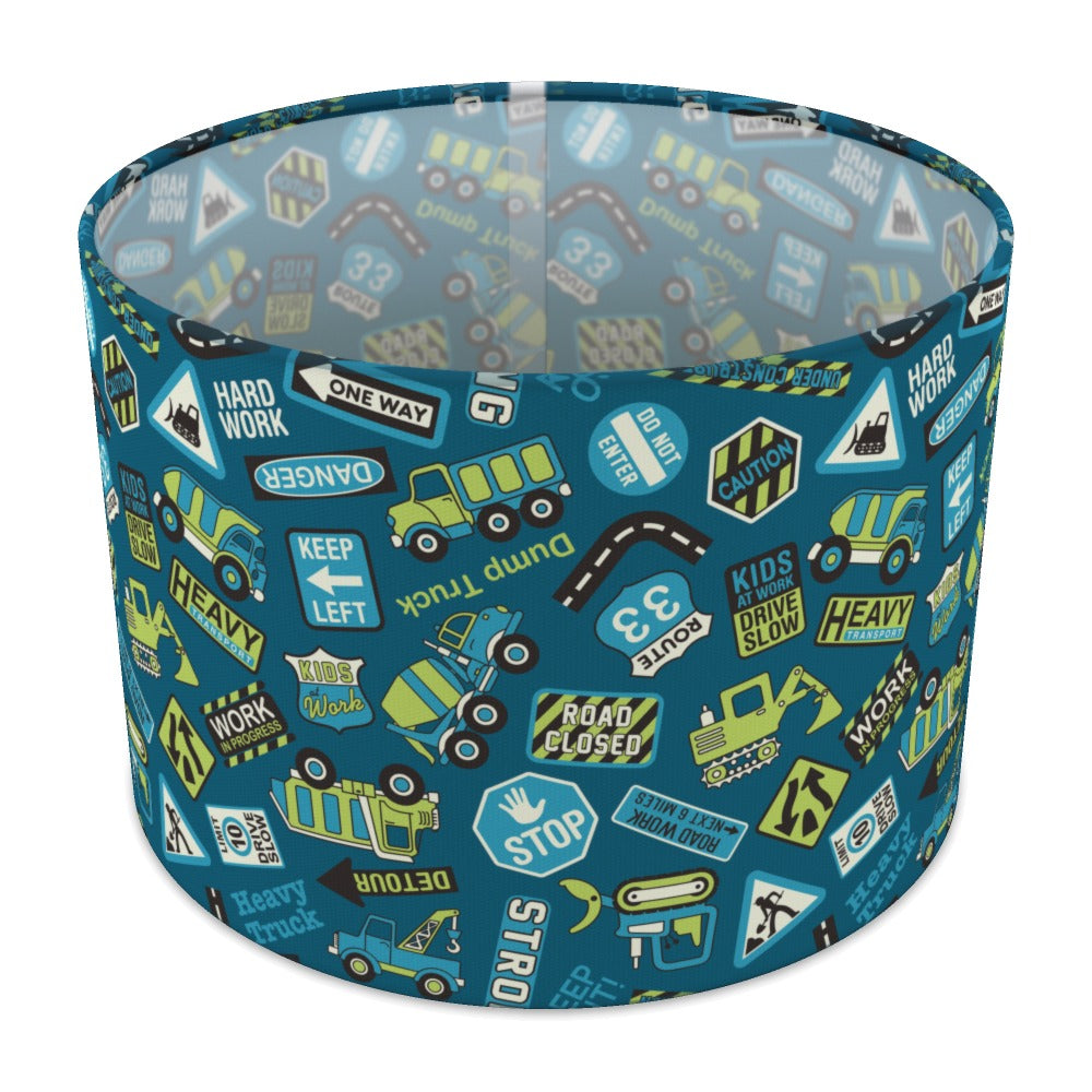Blue Road Signs Truck Digger lampshade - 30cm Table
