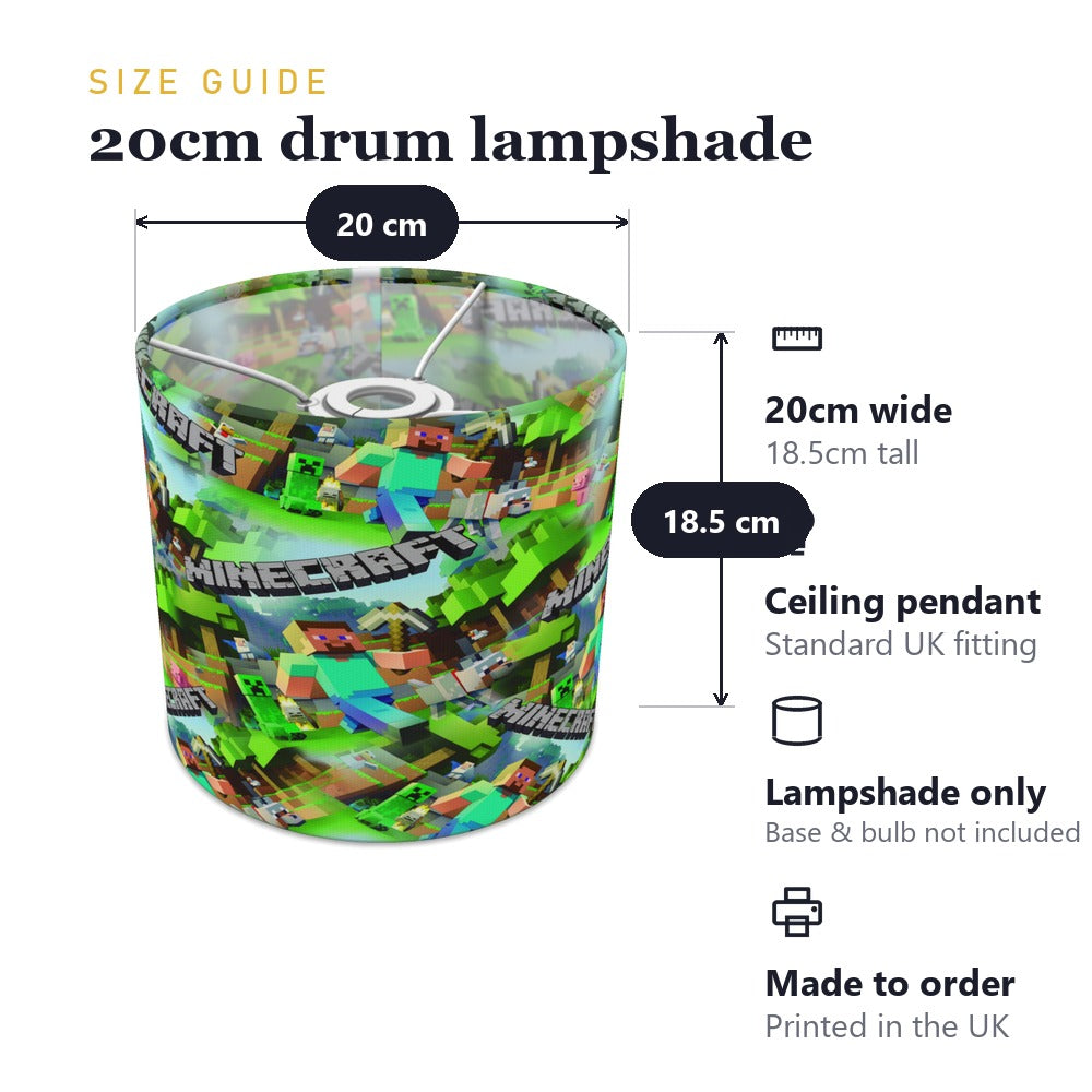 Kids Bedroom Pixels Mining Game lampshade