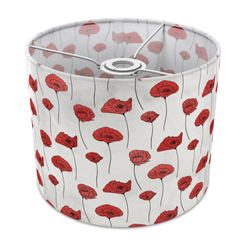 Red Poppy Floral lampshade - 25cm Ceiling
