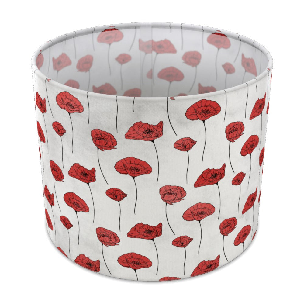 Red Poppy Floral lampshade - 25cm Table