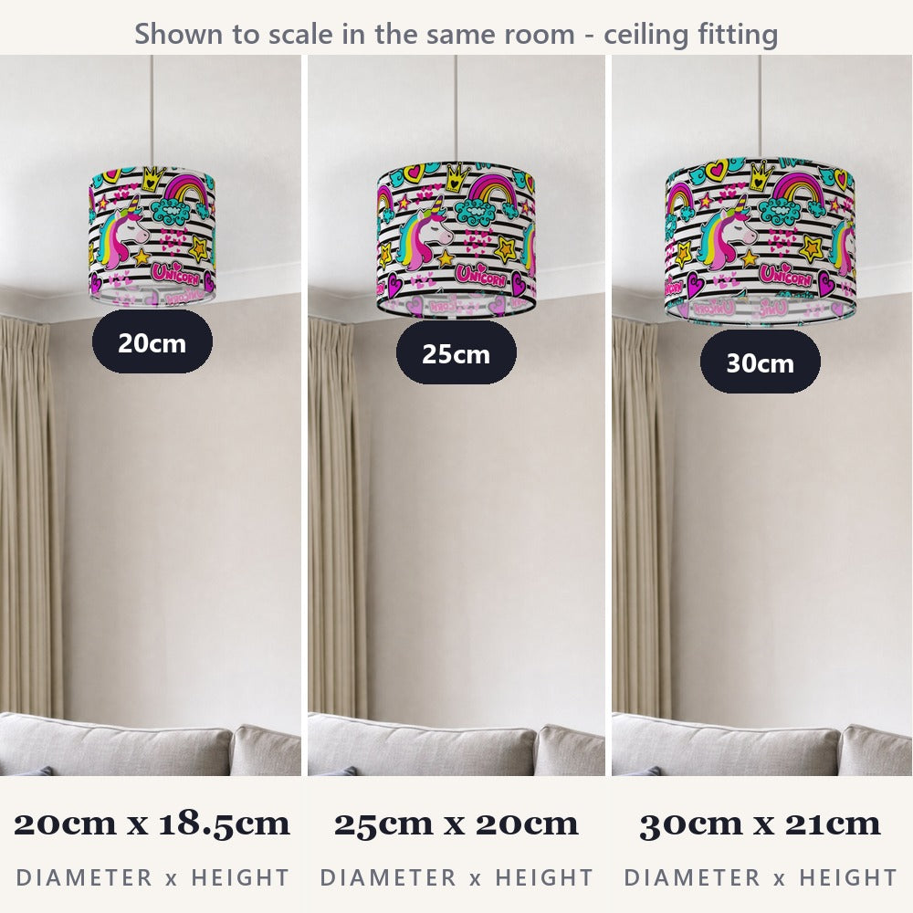 Rainbow Unicorn and Hearts lampshade