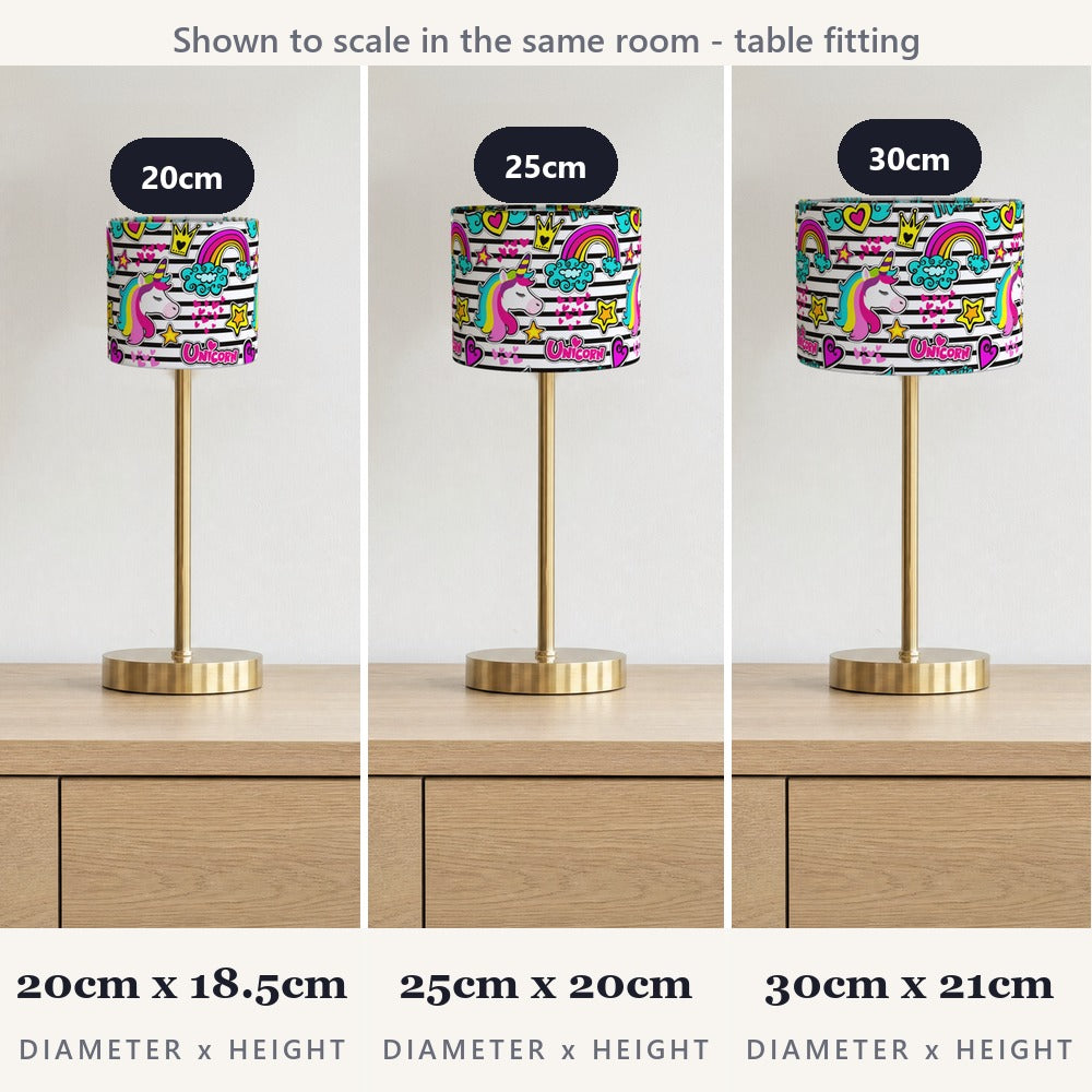 Rainbow Unicorn and Hearts lampshade