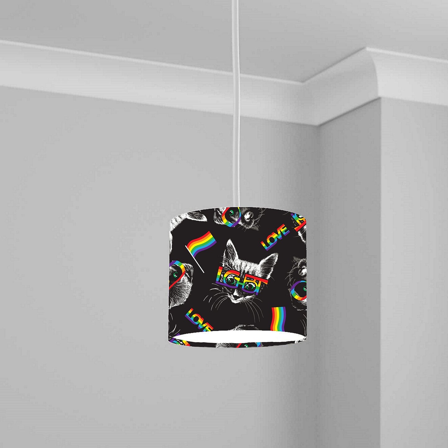 Rainbow Cat Print Ceiling Lampshade Lightshade for Room - 20cm x 18.5cm