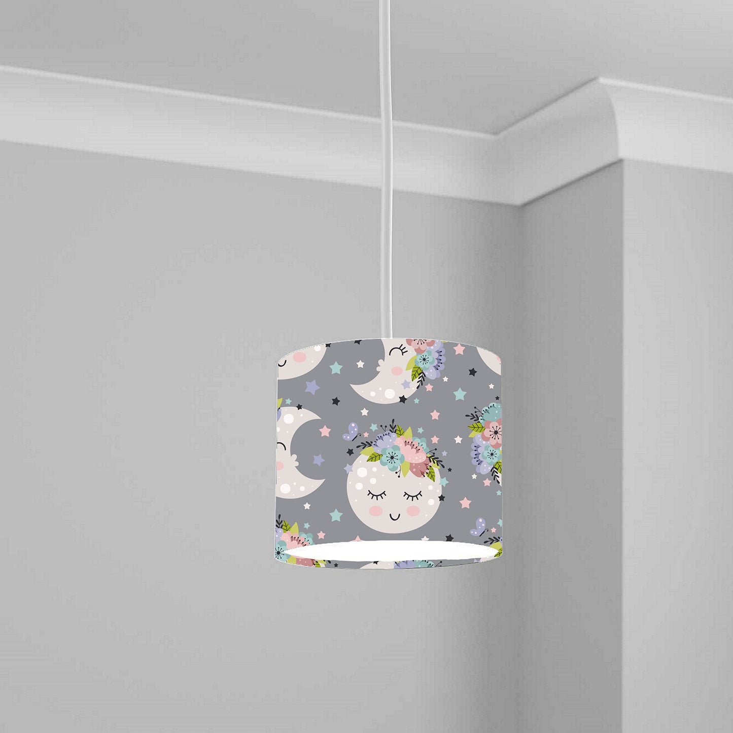Charming Sleeping Moon Floral Ceiling Lampshade Lightshade for Room - 20cm x 18.5cm