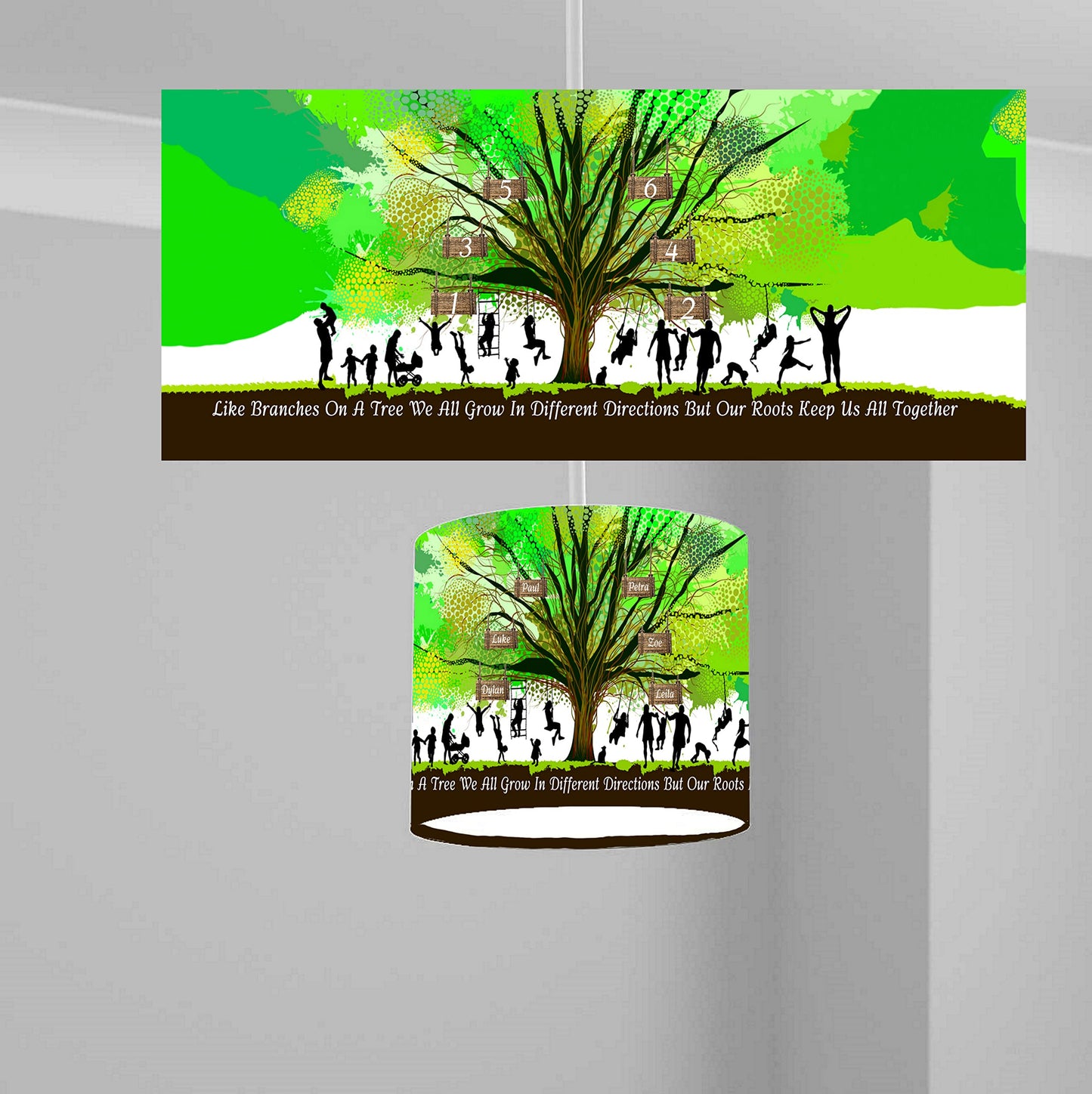 Green Family Tree Design Ceiling Lampshade Lightshade for Room - 20cm x 18.5cm
