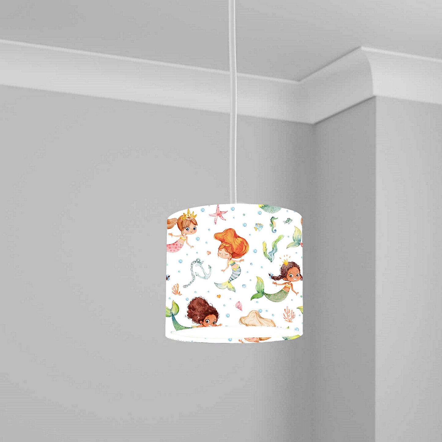 Pink Mermaid Fantasy Ceiling Lampshade Lightshade for Nursery 1-20cm x 18.5cm