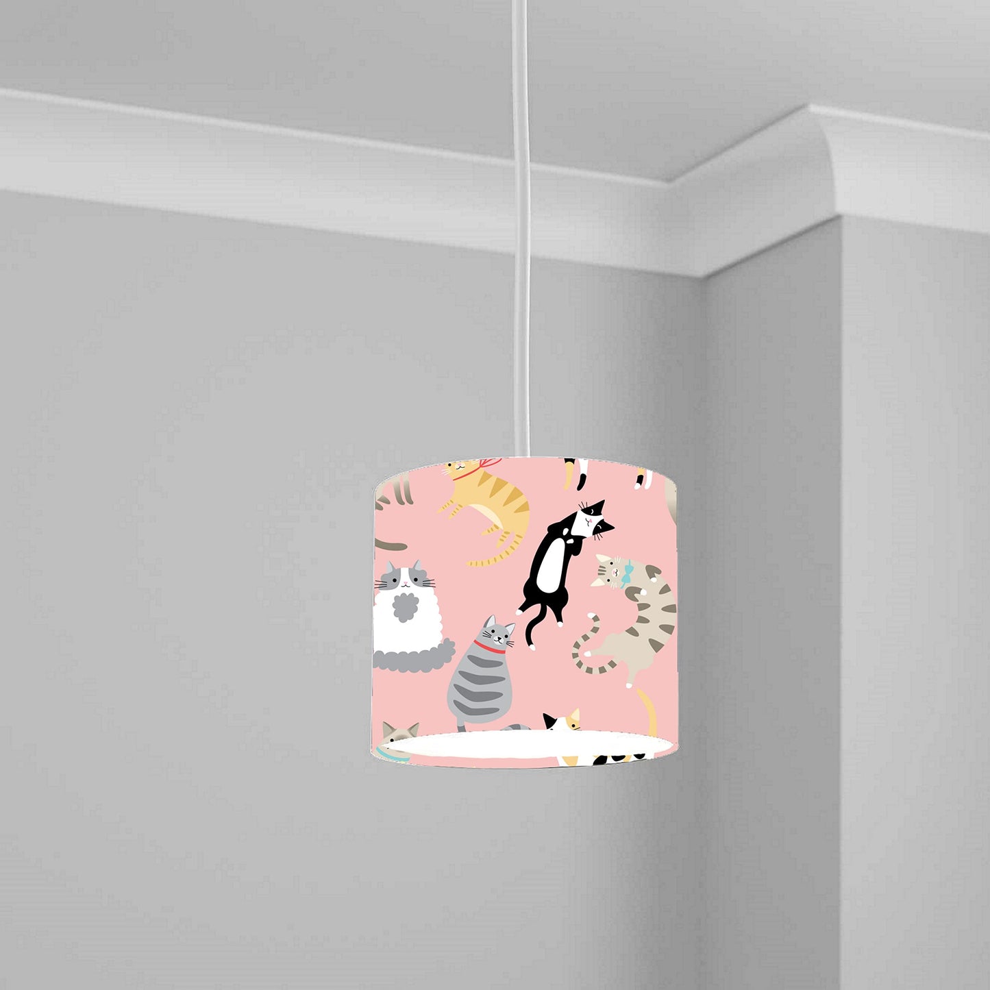 Cats Lampshade Kids Kitten Pink Bedroom lightshade Light Shade 20CM X 18.5CM
