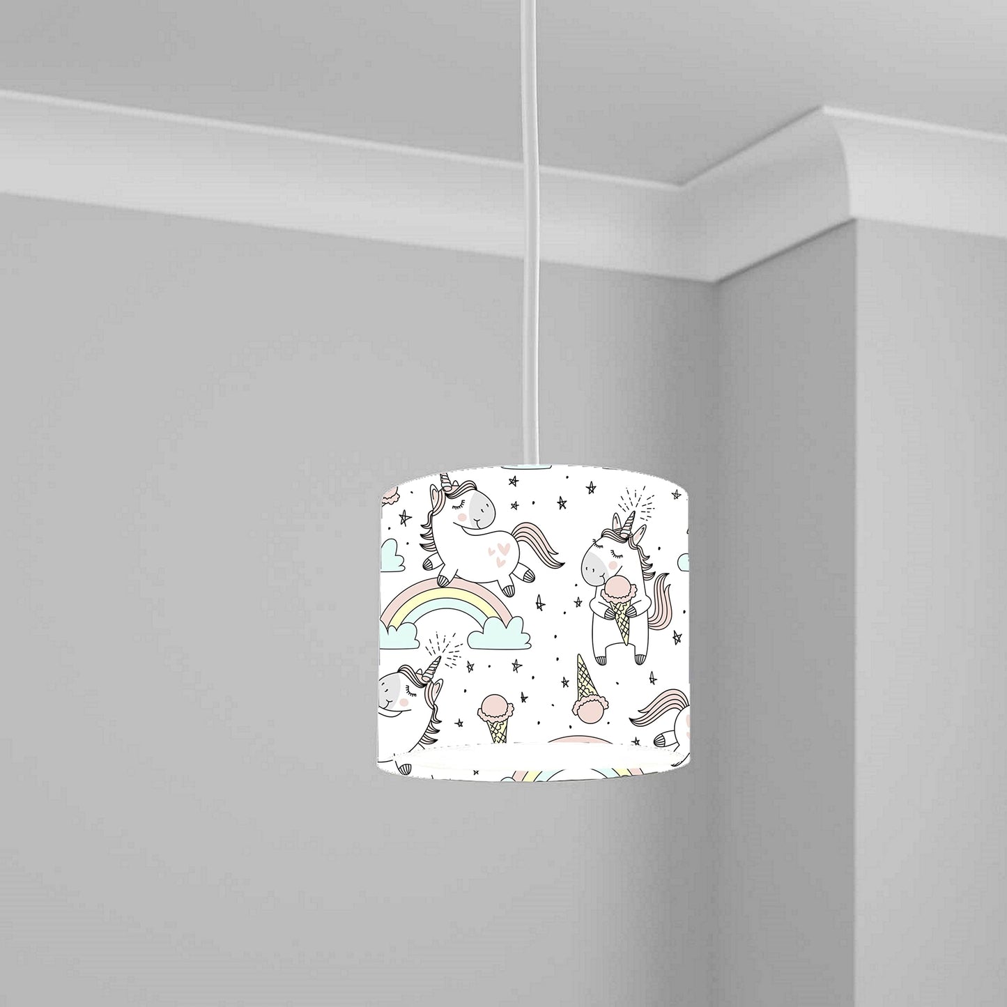 Unicorn Rainbow Ice Cream Ceiling Lampshade Lightshade for Kids' Room - 20cm x 18.5cm
