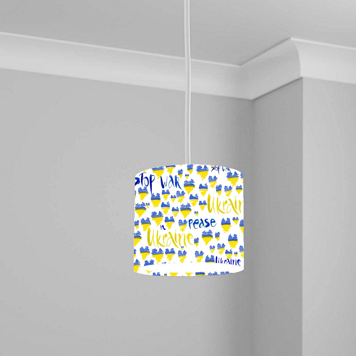 blue and yellow peace design Ceiling Lampshade Lightshade for Room - 20cm x 18.5cm