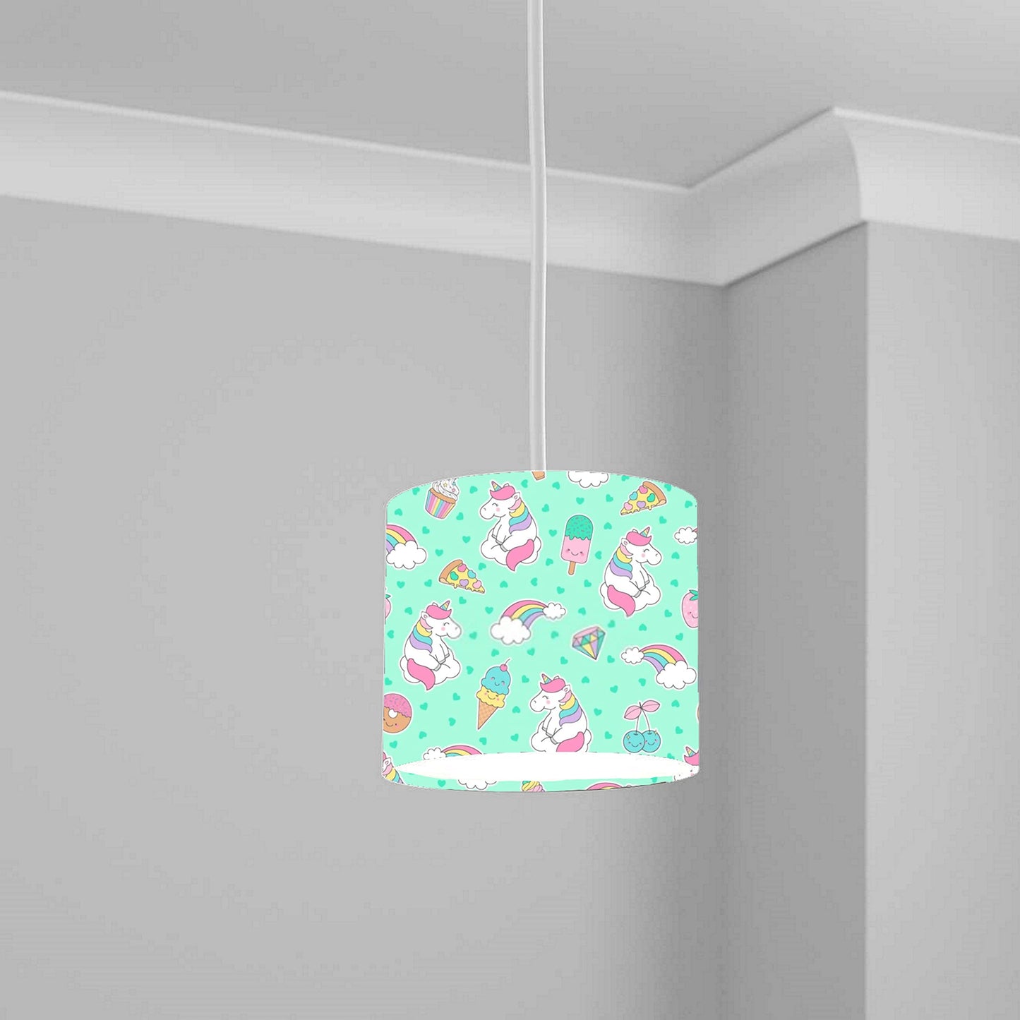 Pastel Unicorn and Stars Ceiling Lampshade Lightshade for Nursery - 20cm x 18.5cm