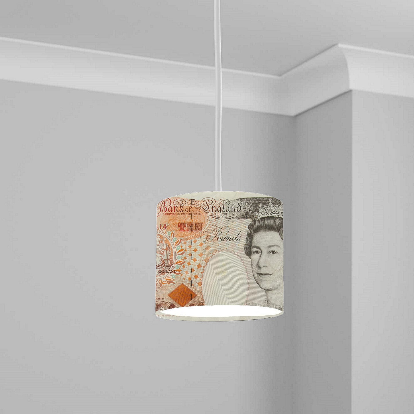British Ten Pound Note Design Ceiling Lampshade Lightshade for Room - 20cm x 18.5cm