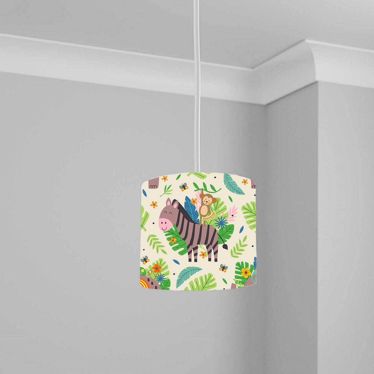 Jungle Safari Animal Print Ceiling Lampshade Lightshade for Nursery 1-20cm x 18.5cm