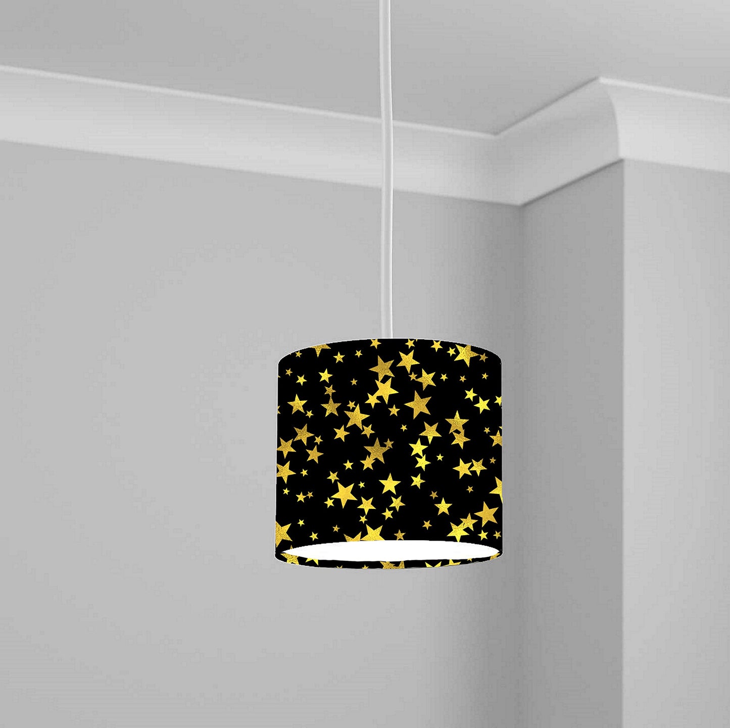 Black and Gold Star Pattern Ceiling Lampshade Lightshade for Room - 20cm x 18.5cm