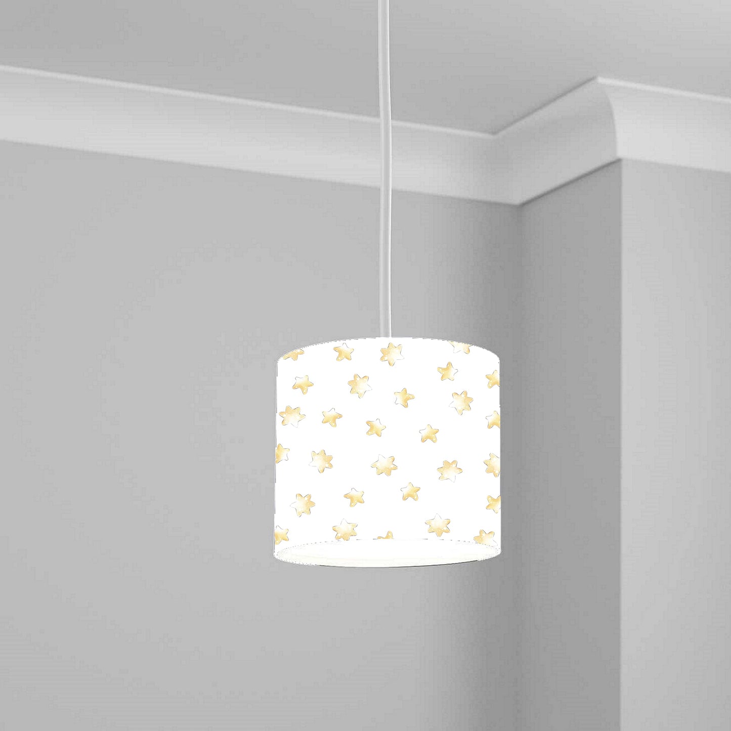 Gold Star White Pattern Ceiling Lampshade Lightshade for Room - 20cm x 18.5cm