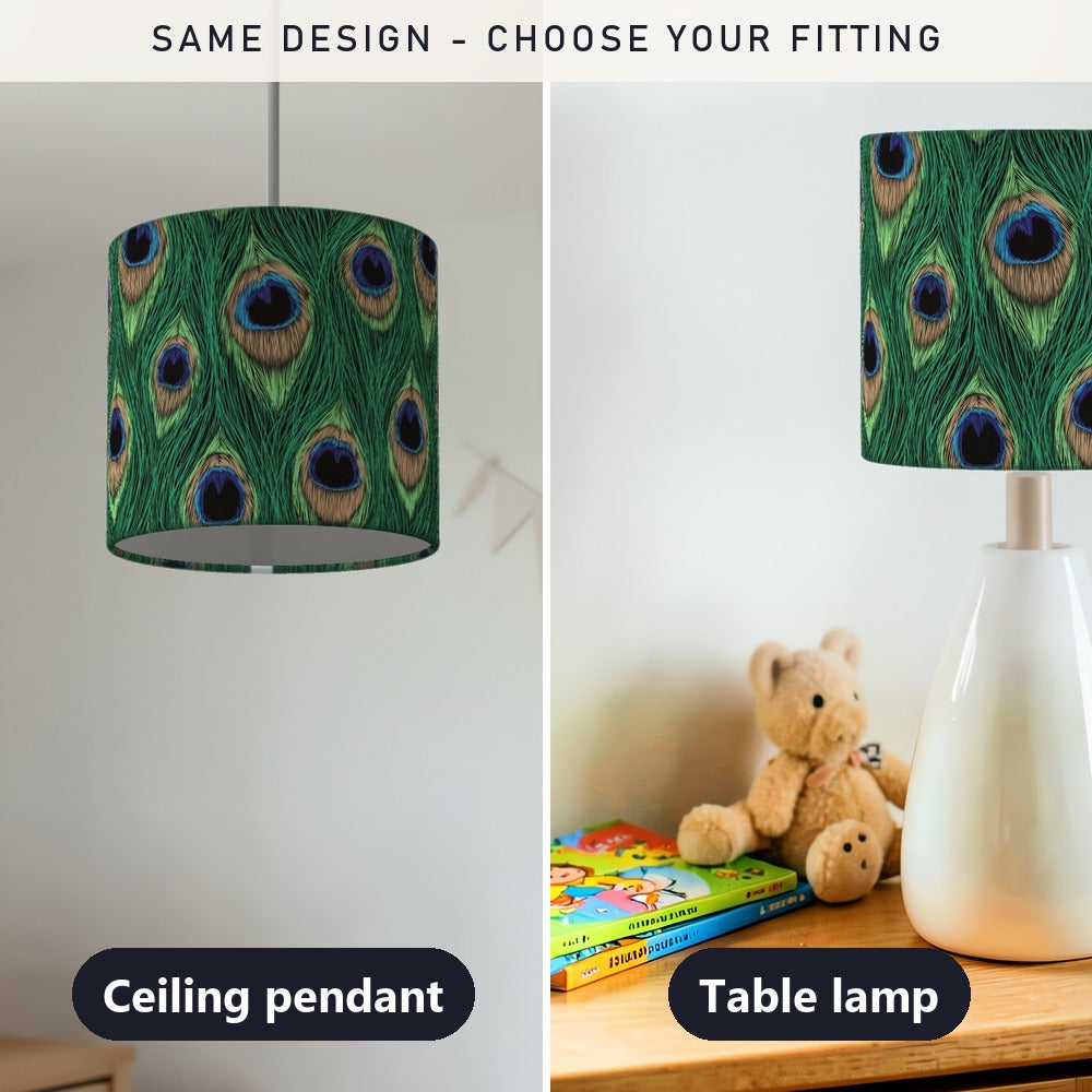 Vibrant Peacock Feather lampshade