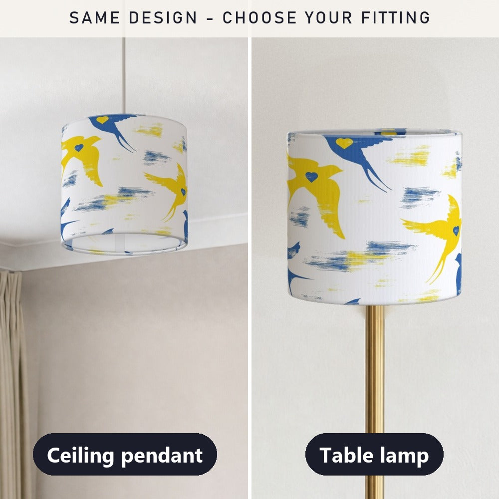 Blue and Yellow Dove Peace Pattern lampshade